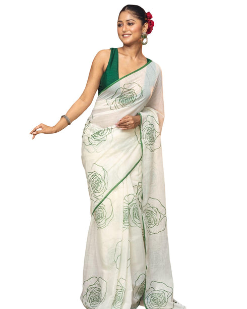 Vasthrlay Blue Unstitched Saree