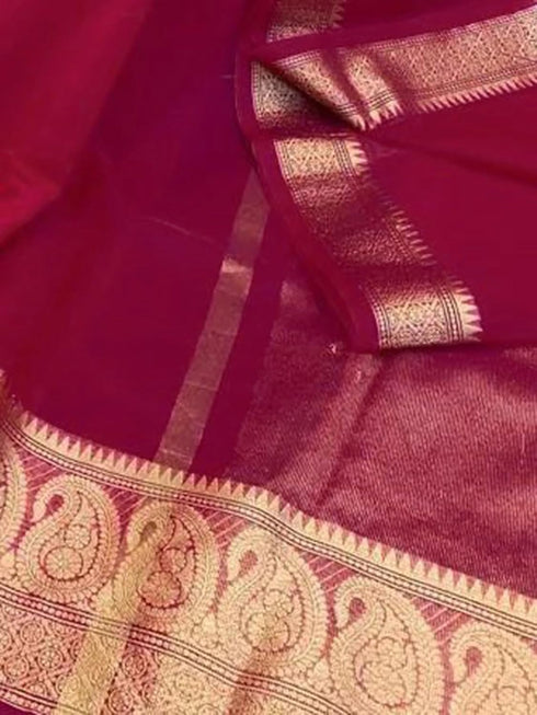 Vasthrlay Womens Organza Unstitched Red Saree