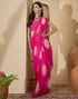 Vasthrlay Georgette Printed Unstitched Pink Saree