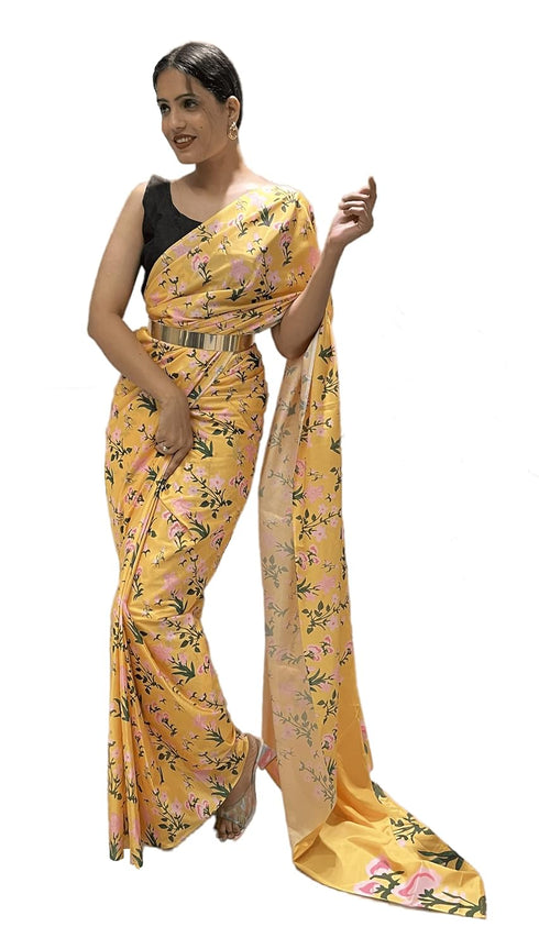 VasthrlayGeorgette Unstitched Srivalli Yellow Free Ethnic Wear