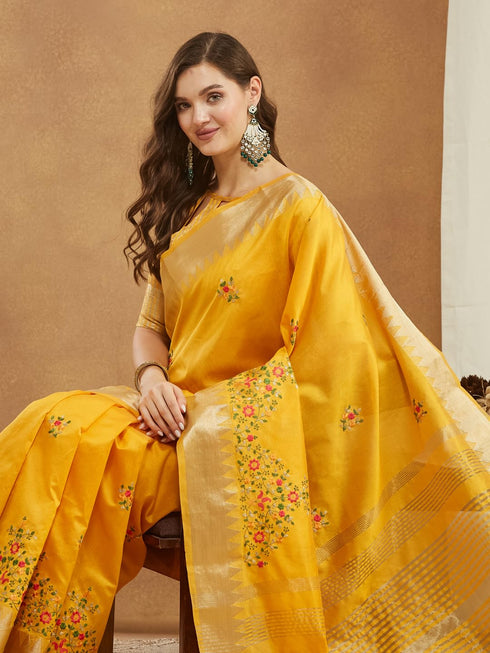 Vasthrlay Multi Embroidered Unstitched Saree