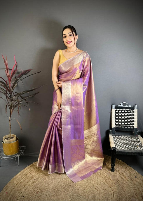 Vasthrlay Banarasi Weaving Lavendar
