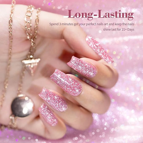 Bolt Bee Glitter Gel Polish Rose Gold Reflective Holographic Gel Nail Polish