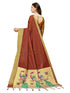 Vasthrlay Cotton Jari Digital Brown Gold Ethnic Wear