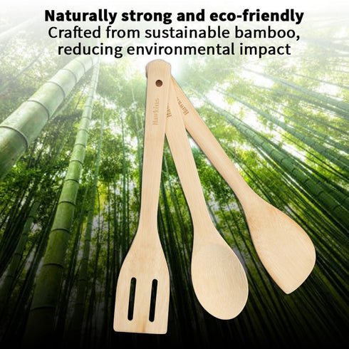 Hawkins Bamboo Spatula Set of 3 | Natural Handmade Bamboo Kitchen Tools (BSPTL3)