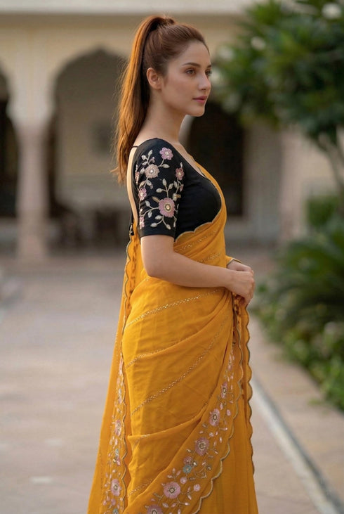Vasthrlay Georgette Unstitched Saree