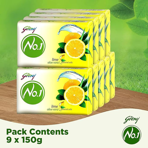 Godrej No.1 Bathing Soap Lime & Aloe Vera Grade 1 Soap - 150g