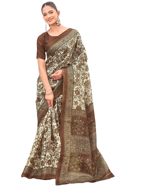 Vasthrlay Womens Printed Unstitched Dusty Pink Saree