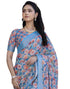 Vasthrlay Womens Cotton Unstitched Teal Saree