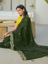 Vasthrlay Chinnon Embroidery Lime Saree