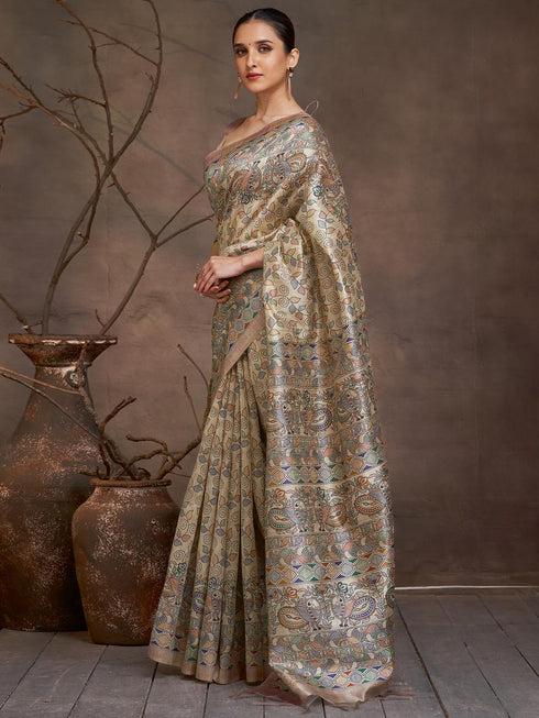 Vasthrlay Madhubani Printed Unstitched Hs Ethnic Wear