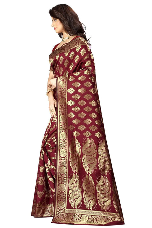 VasthrlayWomen's Maroon Kanchipuram Saree