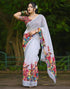 Vasthrlay Womens Unstitched Blouse White Saree