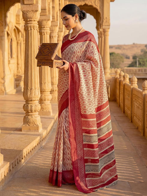Vasthrlay Banglori Printed Dusty Saree