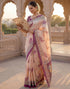 Vasthrlay Banglori Printed Unstitched Peach Saree