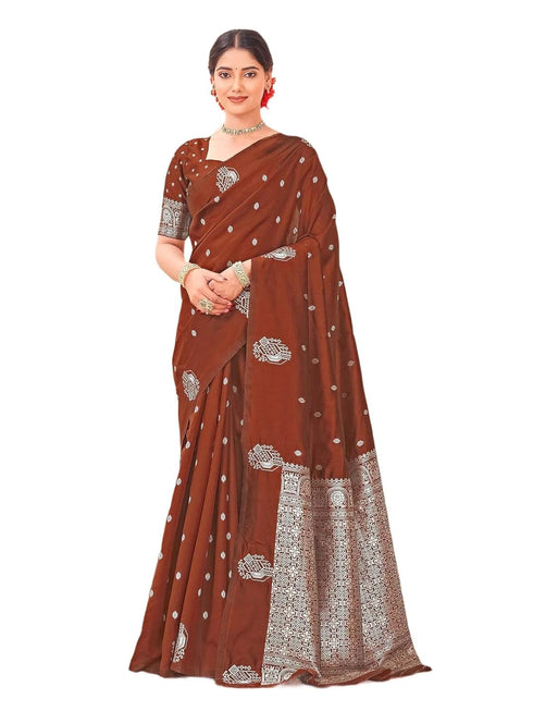 Vasthrlay Kanjivaram Jacquard Unstitched Mustard Saree