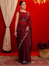 Vasthrlay Shimmer Scalloped Unstitched Maroon Saree