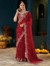 Vasthrlay Scalloped Embroidery Unstitched Rani Pink Saree