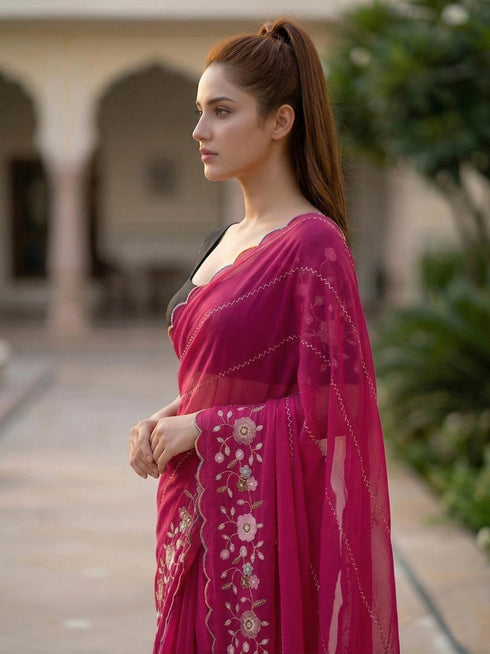 Vasthrlay Georgette Unstitched Saree