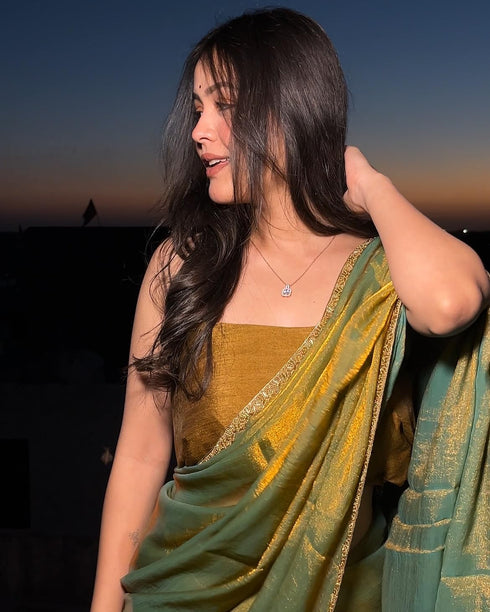 Vasthrlay Boarder Unstitched Chhaavas Mustard Free Ethnic Wear