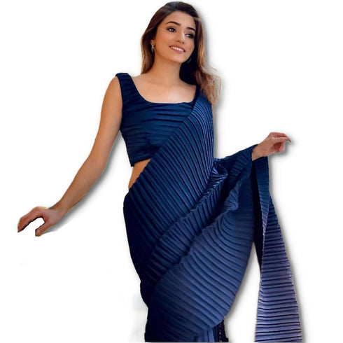 Vasthrlay Crushed Pleated Unstitched Ethnic Wear