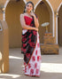 Vasthrlay Chiffon Tassels Off-White | Black Saree With Unstitched Blouse Piece