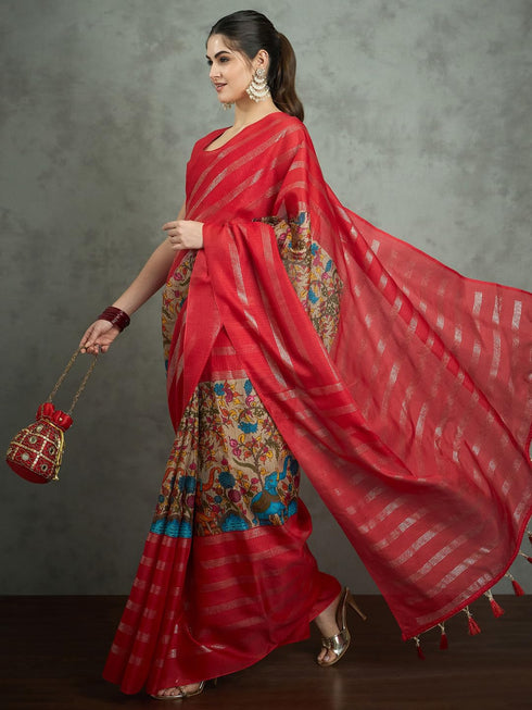 Vasthrlay Kalamkari Printed Unstitched Su Ethnic Wear