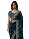 Vasthrlay Scalloped Embroidery Unstitched Dark Green Saree
