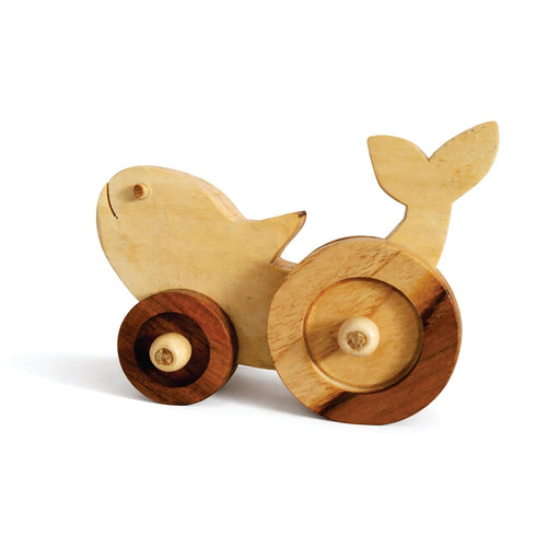 Wooden Whale Pull-Along Toy for Toddlers