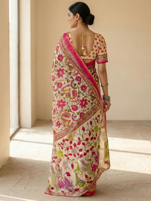 Vasthrlay Printed Peach1 Saree