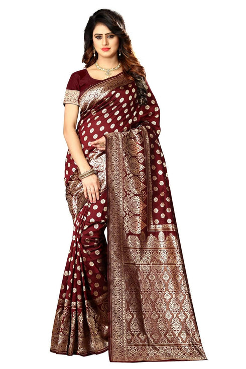 Vasthrlay Maroon Kanchipuram San Pari Saree