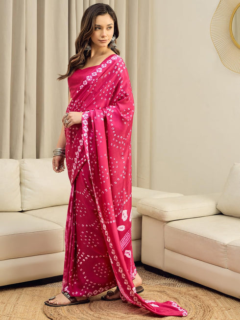Vasthrlay Bandhani Printed Chiffon Unstitched Ethnic Wear