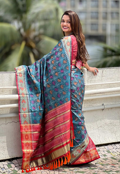 Vasthrlay Kanjivaram Patola Unstitched Ethnic Wear