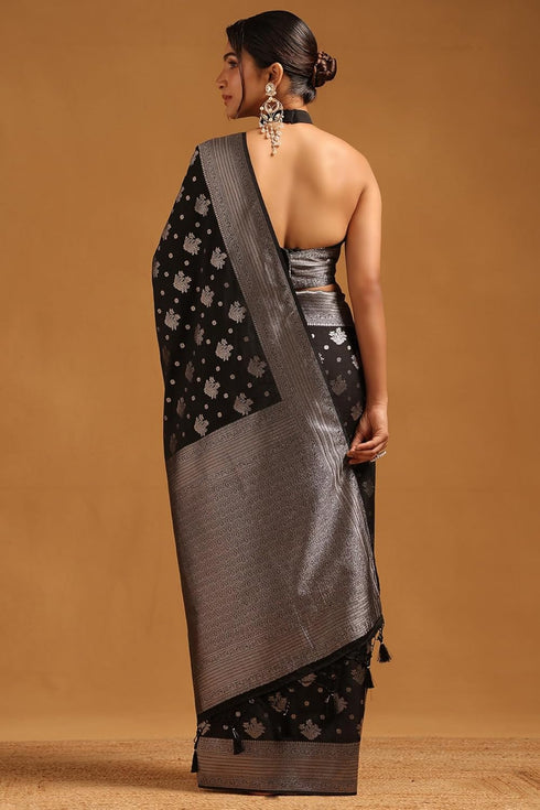 Vasthrlay Black Viscose Floral