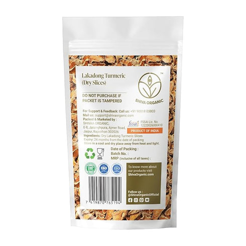 Shiva Organic Dry Lakadong Turmeric Slices - 100 g