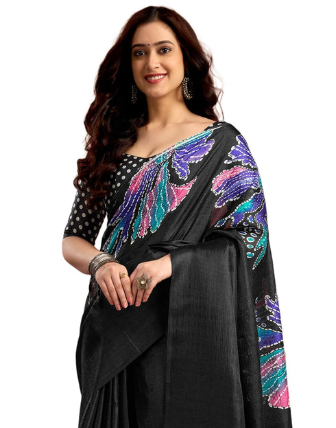 Vasthrlay Womens Printed Unstitched White Saree