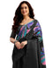 Vasthrlay Womens Printed Black And Purple Saree With Unstitched Blouse Piece