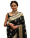 Vasthrlay Kanjivaram Banarasi Wedding Black And Golden Saree With Unstitched Blouse Piece