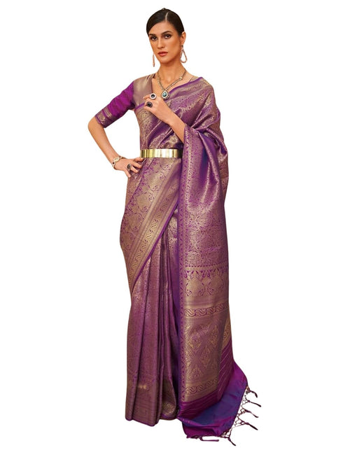 Vasthrlay Women's Kanjivaram Silk Unstitched Saree