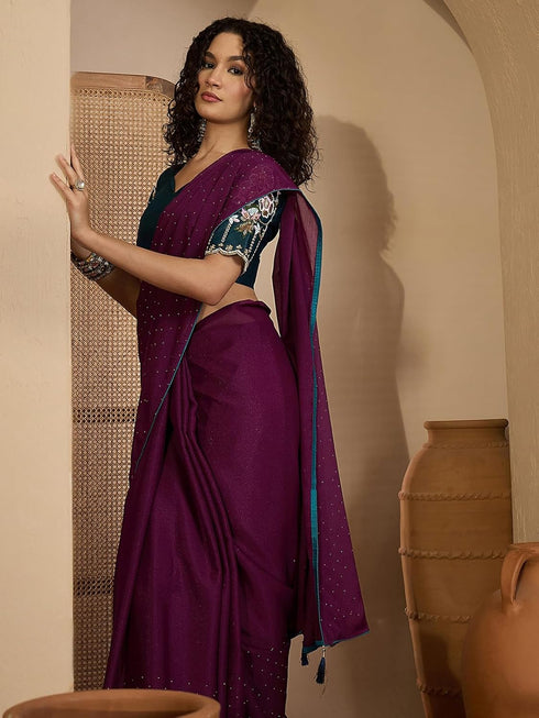Vasthrlay Shimmer Georgette Dark Saree