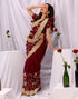 Vasthrlay Georgette Embroidery Unstitched Maroon Saree