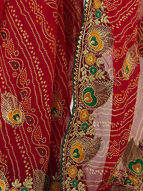 Vasthrlay Georgette Embroidery Red1 Red Saree