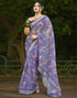Vasthrlay Chanderi Printed Unstitched Blue Saree