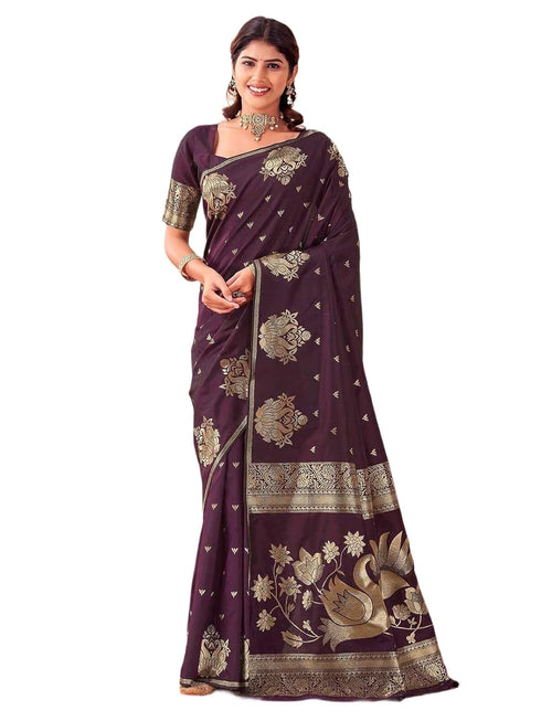 Vasthrlay Kanjivaram Jacquard Unstitched Mustard Saree