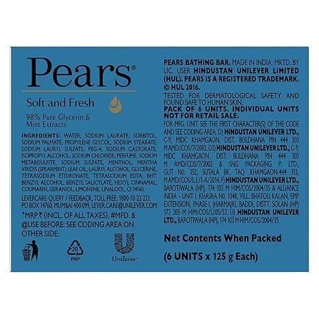 Pears Soft & Fresh Bathing Soap Bar 125g
