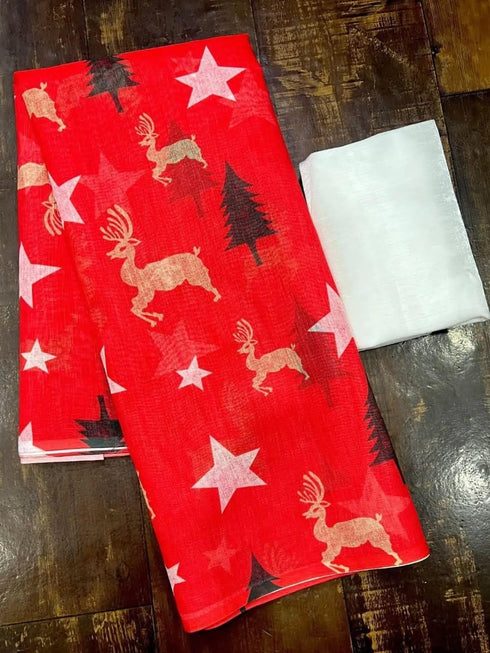 Vasthrlay Christmas Matching Unstitched Lightweight