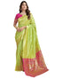 Vasthrlay Womens Jacquard Unstitched Lime Green Saree