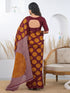 Vasthrlay Printed Tassels Maroon Saree With Unstitched Blouse Piece