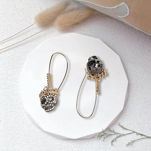 Halloween Gothic Skeleton Weird Skull Coronal Rhinestone Hanging Earrings