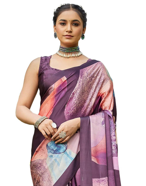 Vasthrlay Printed Tassels Unstitched Maroon Saree